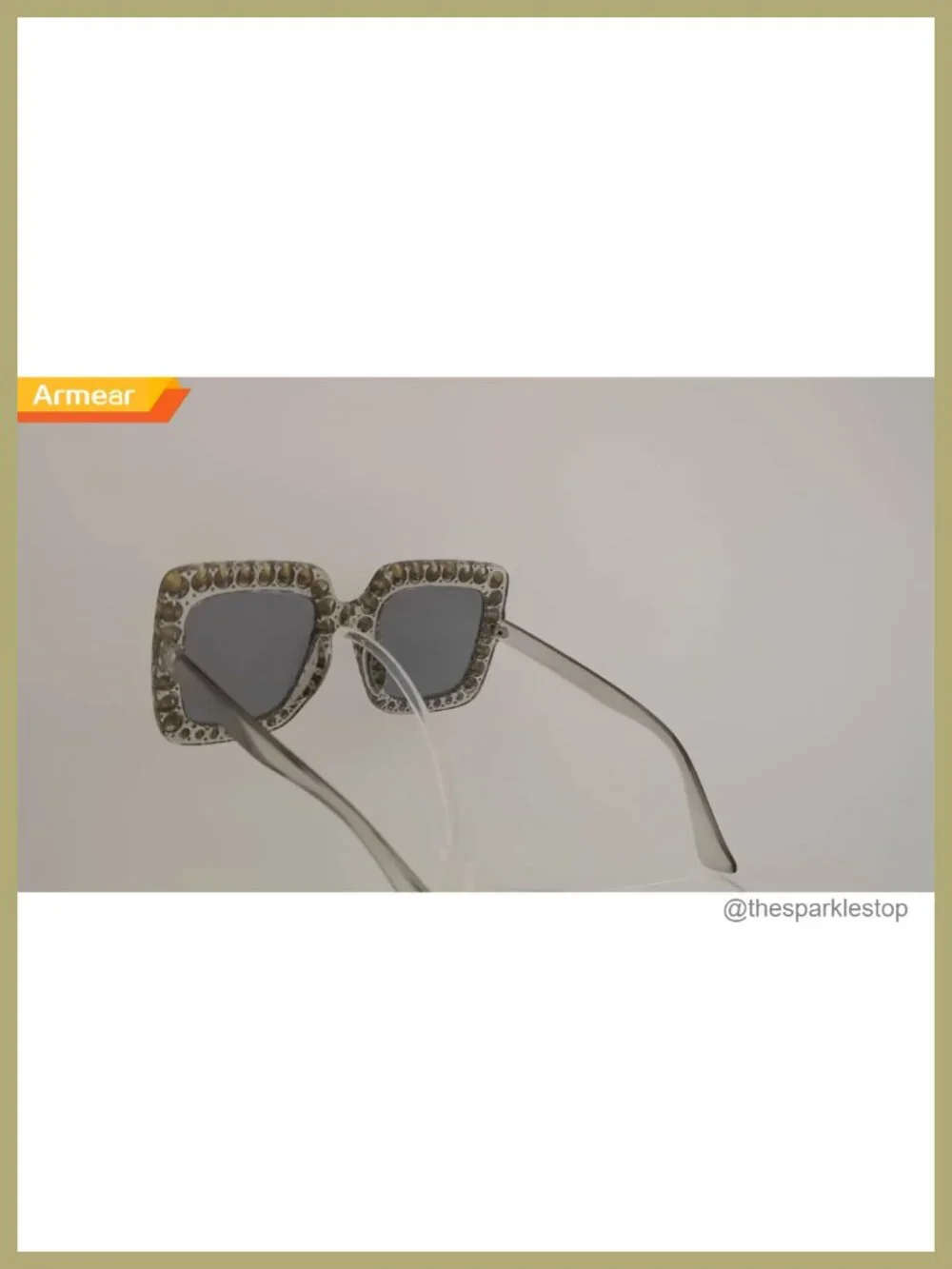 Oversized Rhinestone Square Sunglasses Women Crystal Frame Gradient Lens UV